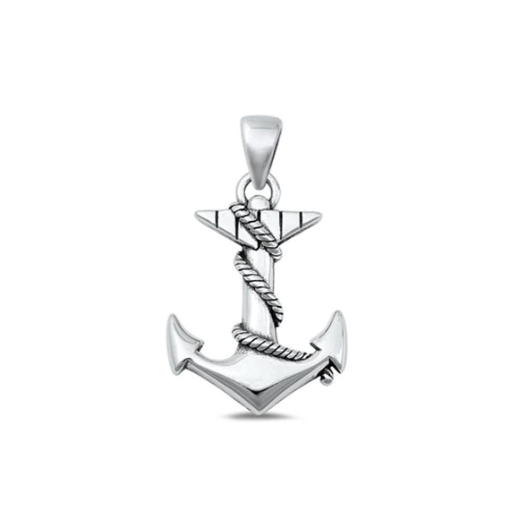 Sterling Silver Cute High Polished Anchor Pendant Nautical Naval Charm .925 New