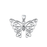 Sterling Silver High Polished Butterfly Pendant Joy & Rebirth Charm .925 New