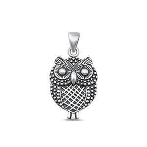 Sterling Silver Fashion Beautiful Oxidized Night Owl Pendant Charm .925 New