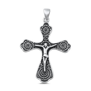 Sterling Silver Fashion Oxidized Crucifix Cross Pendant Religious .925 New Charm