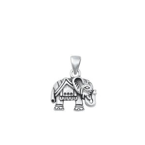 Sterling Silver Beautiful Indian Elephant Pendant Trunk Up Good Luck Charm