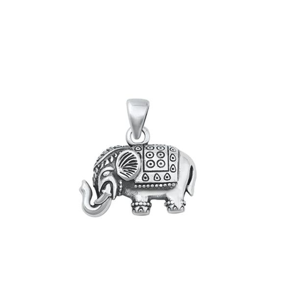 Sterling Silver Oxidized Good Fortune Indian Elephant Pendant .925 New Charm