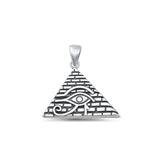 Sterling Silver Fashion Oxidized Eye Of Horus & Pyramid Pendant .925 New Charm