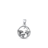 Sterling Silver Classic Moon & Oyster Mushroom Pendant Charm .925 New