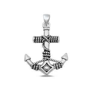 Sterling Silver Polished Oxidized Anchor Pendant Ocean Beach Charm .925 New