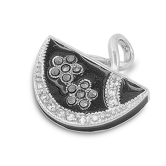 Sterling Silver Clear CZ Marcasite Purse Pendant Vintage Handbag Charm 925 New