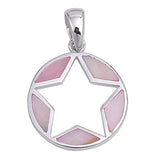 Circle Cutout Star Pendant Simulated Mother of Pearl .925 Sterling Silver Charm