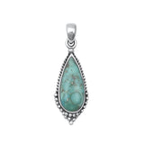 Sterling Silver Beautiful Vintage Turquoise Pendant Classic Bali Charm 925 New