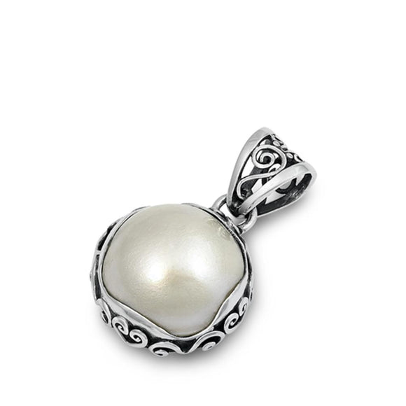 Sterling Silver Beautiful Freshwater Pearl Bali Pendant Vintage Fashion Charm