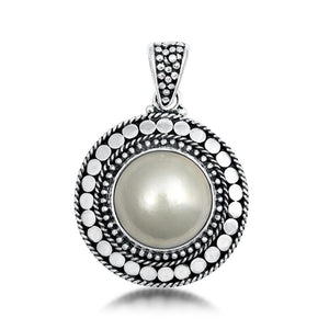 Sterling Silver Classic Freshwater Pearl Bali Pendant Unique Fashion Charm 925