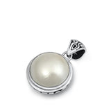 Sterling Silver Freshwater Pearl Bali Pendant Classic Vintage Fashion Charm 925