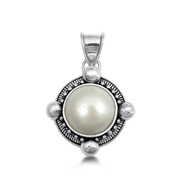 Sterling Silver Classic Freshwater Pearl Bali Pendant Vintage Charm 925 New