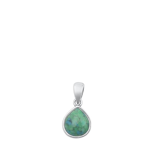 Sterling Silver Fashion Turquoise Pendant Teardrop Polished Charm 925 New