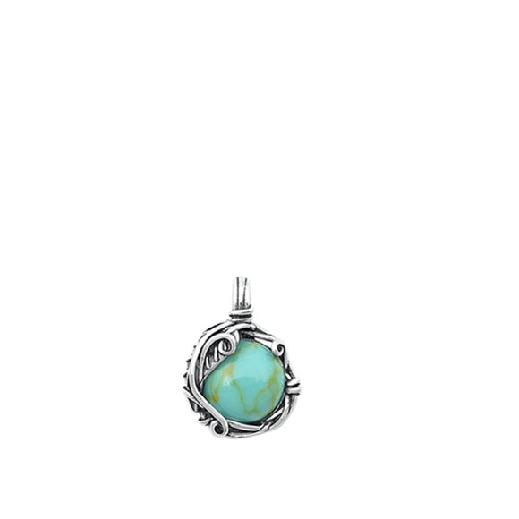 Sterling Silver Beautiful Turquoise Pendant Oxidized Wrap Charm 925 New