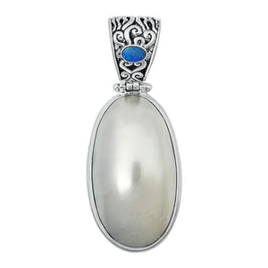 Sterling Silver Unique Mother of Pearl Pendant Filigree Fashion Charm 925 New