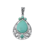 Sterling Silver Wholesale Turquoise Ornate Filigree Pendant Vintage Charm 925