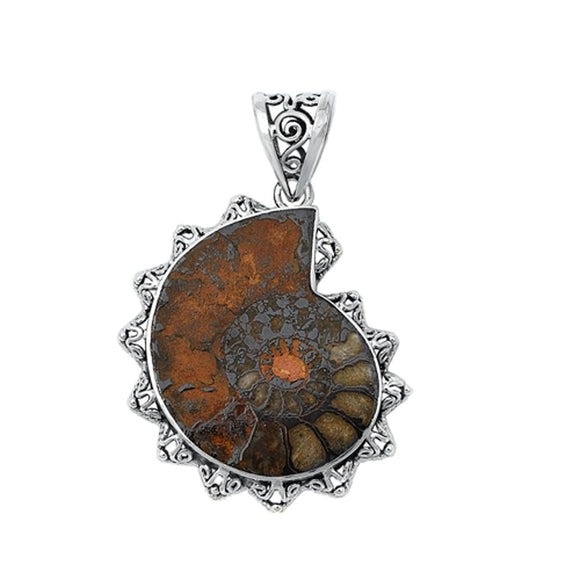 Sterling Silver Cute Pendant Filigree Fossil Shell Fashion Charm 925 New