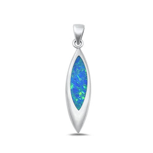 Sterling Silver Cute Blue Synthetic Opal Pendant High Polished Charm .925 New