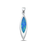 Sterling Silver Cute Blue Synthetic Opal Pendant High Polished Charm .925 New