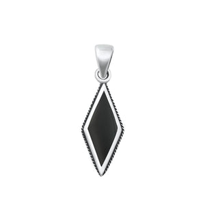 Sterling Silver Wholesale Black Agate Pendant High Polished Charm 925 New