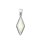 Sterling Silver Fashion White Synthetic Opal Pendant High Polished Charm 925 New