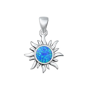 Sterling Silver Classic Turquoise Sun Pendant High Polished Charm 925 New