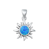 Sterling Silver Classic Turquoise Sun Pendant High Polished Charm 925 New