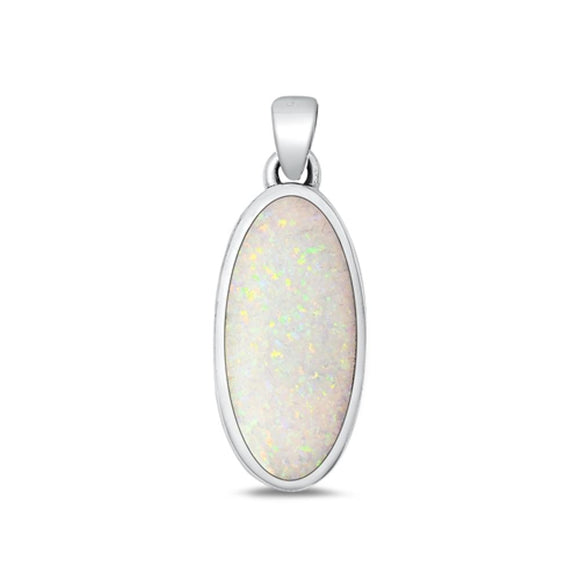 Sterling Silver Wholesale White Synthetic Opal Pendant High Polished Charm .925