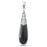 Sterling Silver High Polished Black Agate Pendant Cute Fashion Charm .925 New