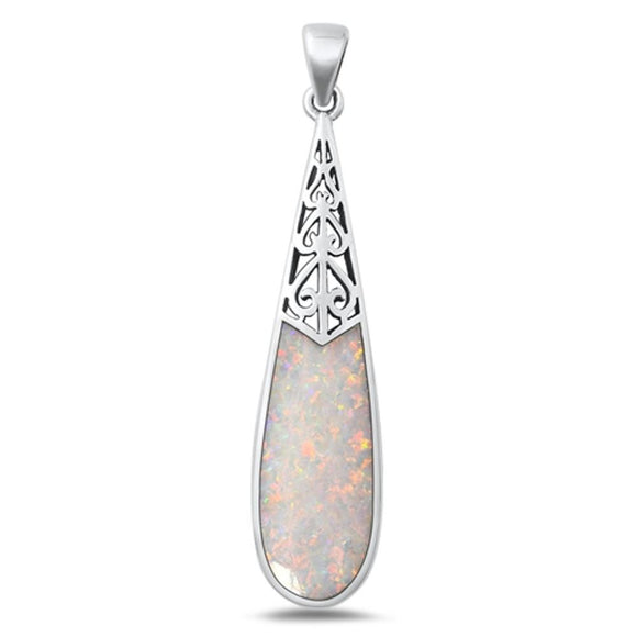 Sterling Silver Wholesale White Synthetic Opal Pendant High Polished Charm 925