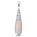 Sterling Silver Wholesale White Synthetic Opal Pendant High Polished Charm 925