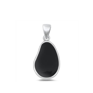 Sterling Silver Wholesale Black Agate Pendant High Polished Charm .925 New