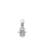 Sterling Silver Unique White Synthetic Opal Hamsa Pendant Fashion Charm 925 New