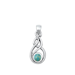 Sterling Silver Celtic Style Turquoise Pendant .925 New Fashion Charm