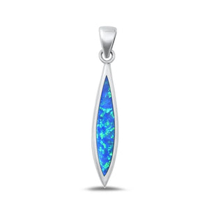 Sterling Silver Unique Blue Synthetic Opal Pendant High Polished Charm .925 New