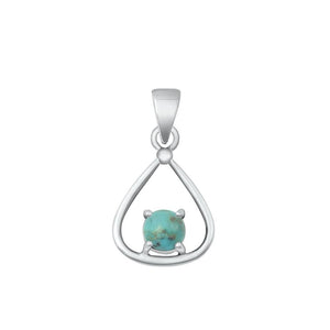 Sterling Silver Cute Turquoise Pendant High Polished Charm 925 New