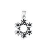 Sterling Silver Beautiful Jewish Star of David Black Agate Pendant Charm 925 New