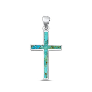 Sterling Silver Beautiful Turquoise Pendant Christian Faith Charm .925 New