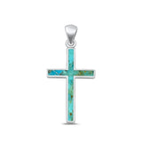 Sterling Silver Beautiful Turquoise Pendant Christian Faith Charm .925 New