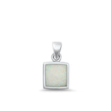 Sterling Silver Cute White Synthetic Opal Pendant High Polished Charm 925 New