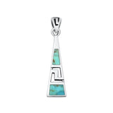 Sterling Silver Unique Turquoise Greek Key Pendant Fashion Charm 925 New