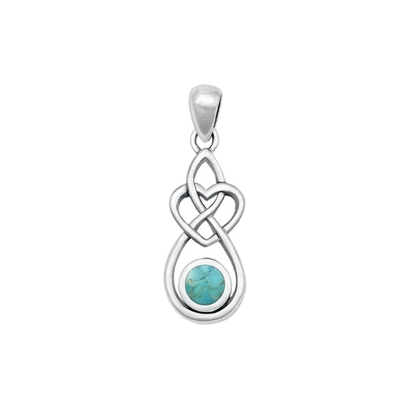 Sterling Silver Beautiful Turquoise Heart & Infinity Pendant Charm .925 New