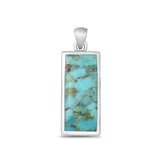 Sterling Silver Beautiful Turquoise Pendant High Polished Fashion Charm .925 New