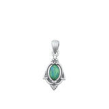 Sterling Silver Cute Turquoise Pendant High Polished Charm 925 New