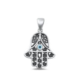 Sterling Silver Classic Mother of Pearl Hamsa Pendant Oxidized Charm 925 New