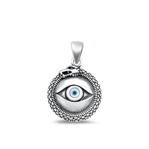 Sterling Silver Classic Mother of Pearl Evil Eye Dragon Pendant Charm 925 New