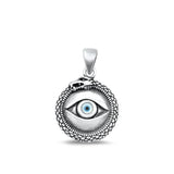 Sterling Silver Classic Mother of Pearl Evil Eye Dragon Pendant Charm 925 New