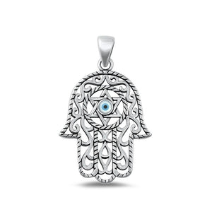 Sterling Silver Beautiful Star of David Hamsa Pendant Evil Eye Charm .925 New