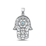 Sterling Silver Beautiful Star of David Hamsa Pendant Evil Eye Charm .925 New