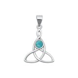 Sterling Silver Fashion Turquoise Celtic Pendant Charm .925 New High Polished